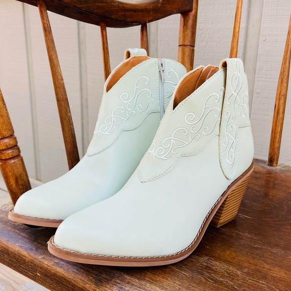 code west Shoes - New Code West Mint pastel Western cowboy Boots